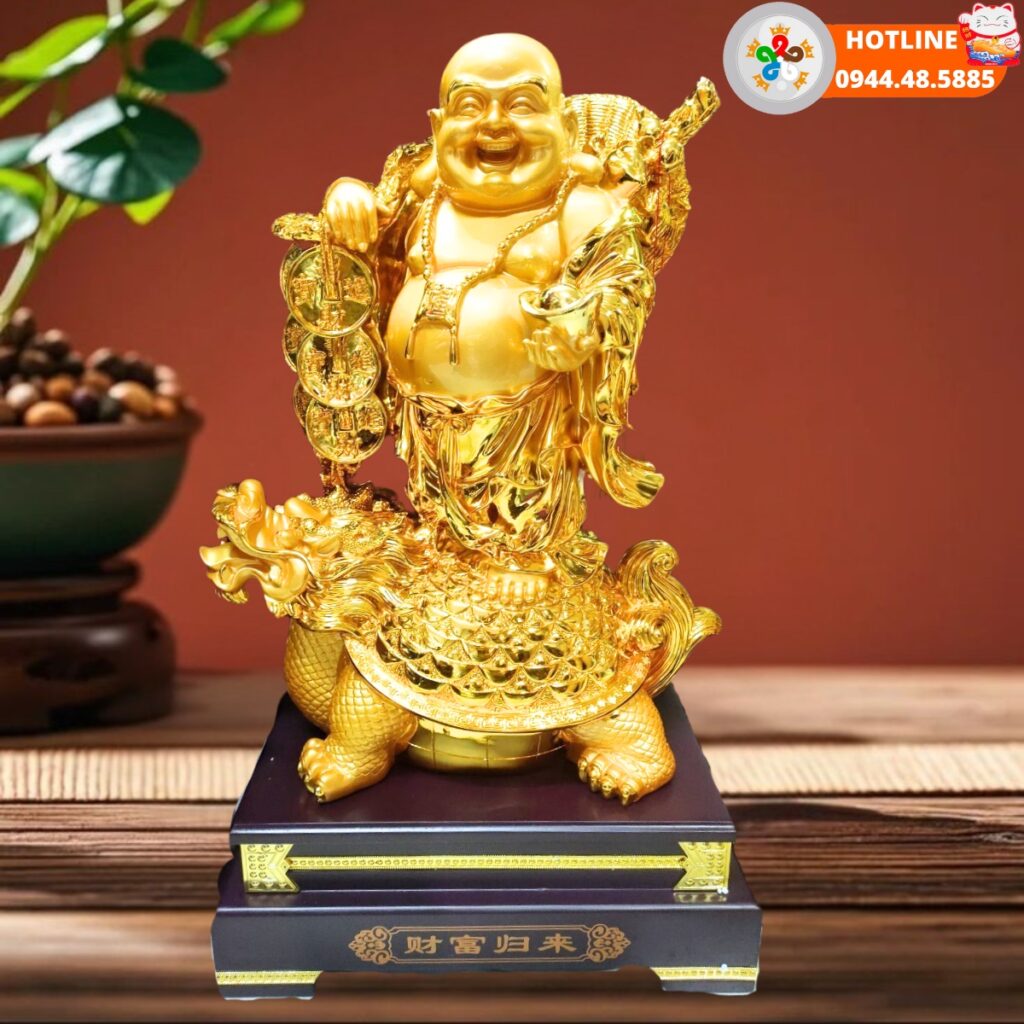 Phật Di Lặc ngự long quy đang mỉm cười hoan hỉ