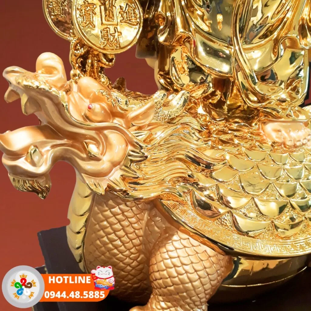 Phật Di Lặc ngự long quy cao 60cm P01 Phật Di Lặc ngự long quy là mẫu hình tượng sắc nét chi tiết
