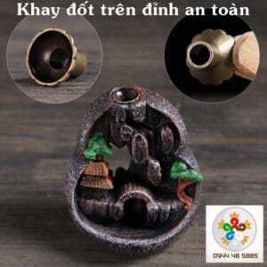 Decor bàn làm việc Thác khói trầm hương mini chảy ngược TK01MN Thac tram 11cm nut dau