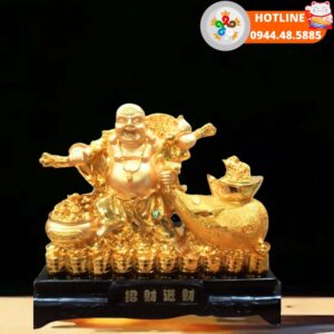 Tượng Phật di lặc kéo túi vàng tài lộc P02 tượng phật di lặc kéo túi vàng đế đen
