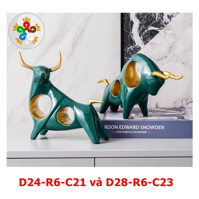 Đồ decor trang trí tượng Trâu phong cách Bắc Âu D05BT Chất liệu chính của sản phẩm là gốm sứ, chống ẩm mối mọt