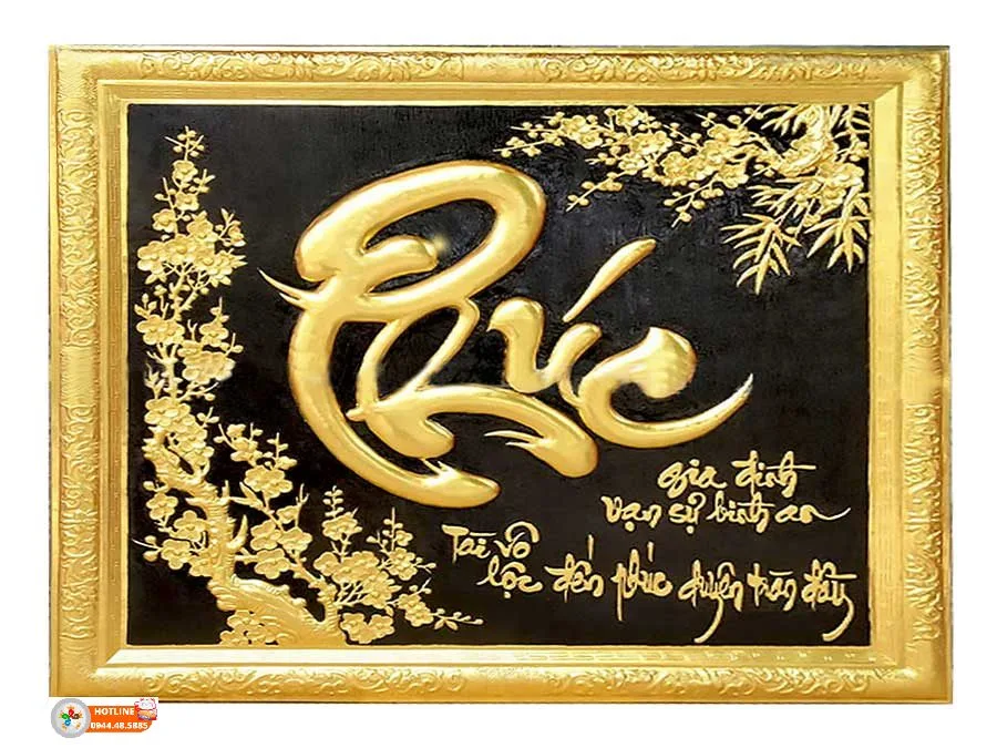 Tranh Chữ Phúc Thư Pháp Mạ Vàng