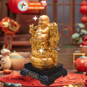 Tượng Phật Di Lặc Ngũ Phúc Mạ Vàng – Giảm giá 19% Tượng Phật Di Lặc mạ vàng ngũ phúc
