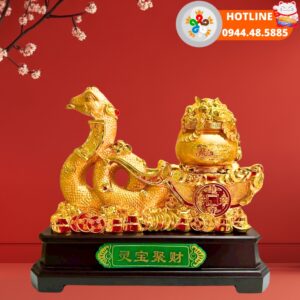 Tượng Rắn Mạ Vàng Kéo Thuyền Tài Lộc - Kỳ Linh Ất Tỵ 2025