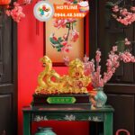 Tượng rắn mạ vàng kéo thuyền tui tiền tài lộc