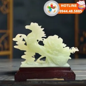 Mã đáo thành công tượng ngựa kéo cải bạch ngọc p2626