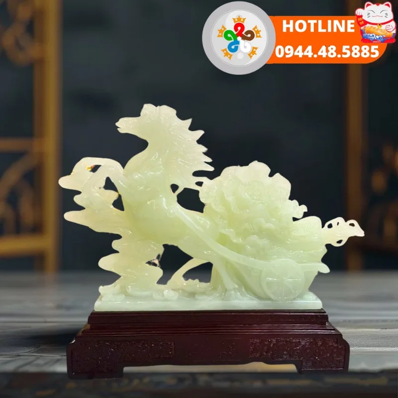 Mã đáo thành công tượng ngựa kéo cải bạch ngọc p2626