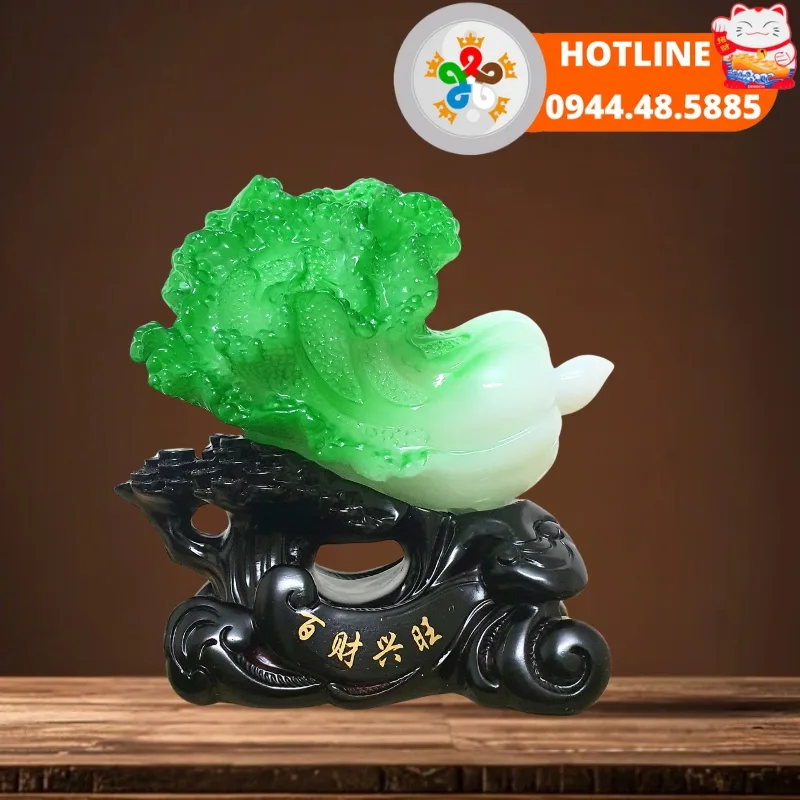 Cây phát lộc bắp cải phong thủy mini P2877 màu xanh ngọc