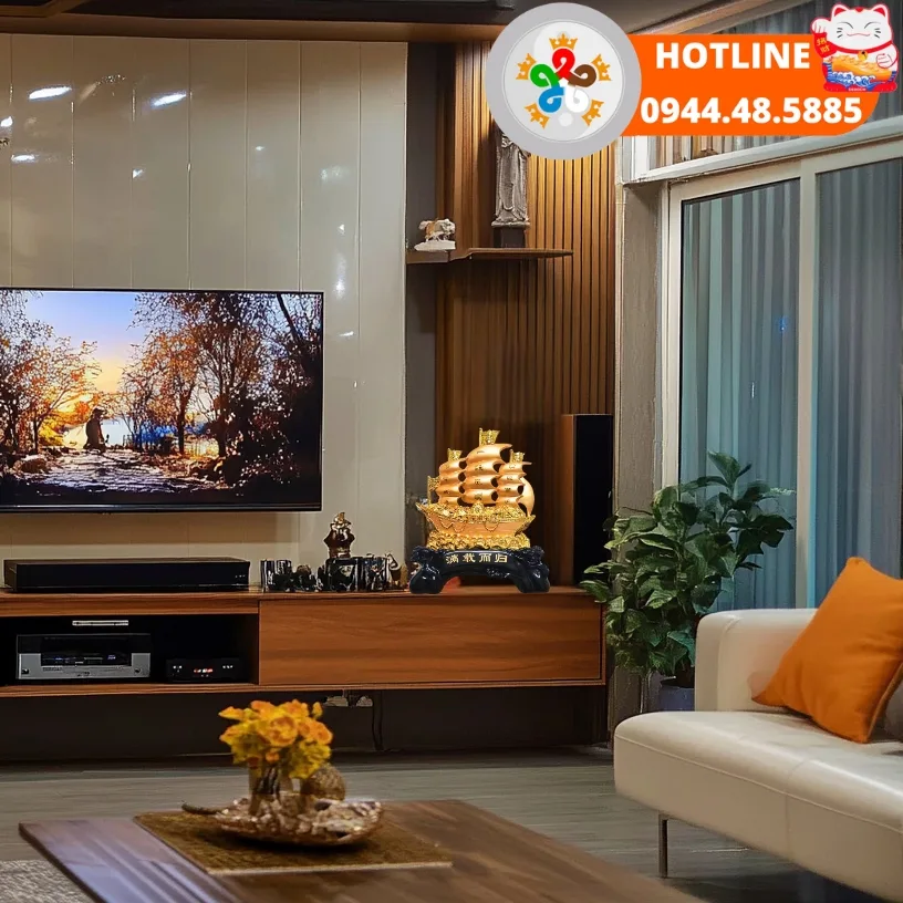Phong thủy là gì ? Tại sao nó lại là triết lý sống - Hình tượng Thuyền buồm đặt trong phòng khách với nhiều ánh sáng
